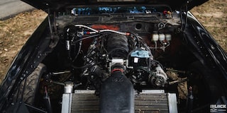 Head on View of the Engine in a 1978 Pontiac Firebird Trans Am