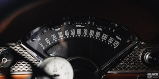 Close-up of the Instrument Cluster of a 1955 Chevy Handyman Wagon