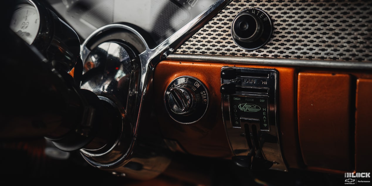 Close-up of the Dashboard Function of a 1955 Chevy Handyman Wagon