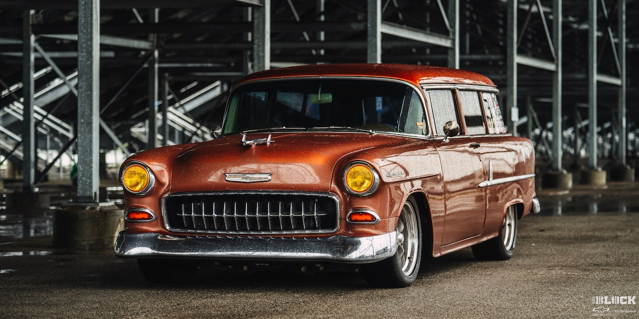 Jeff Thisted’s LSX376-B15-powered 1955 Chevrolet 210 Handyman wagon. The car can be spotted at shows nationwide.