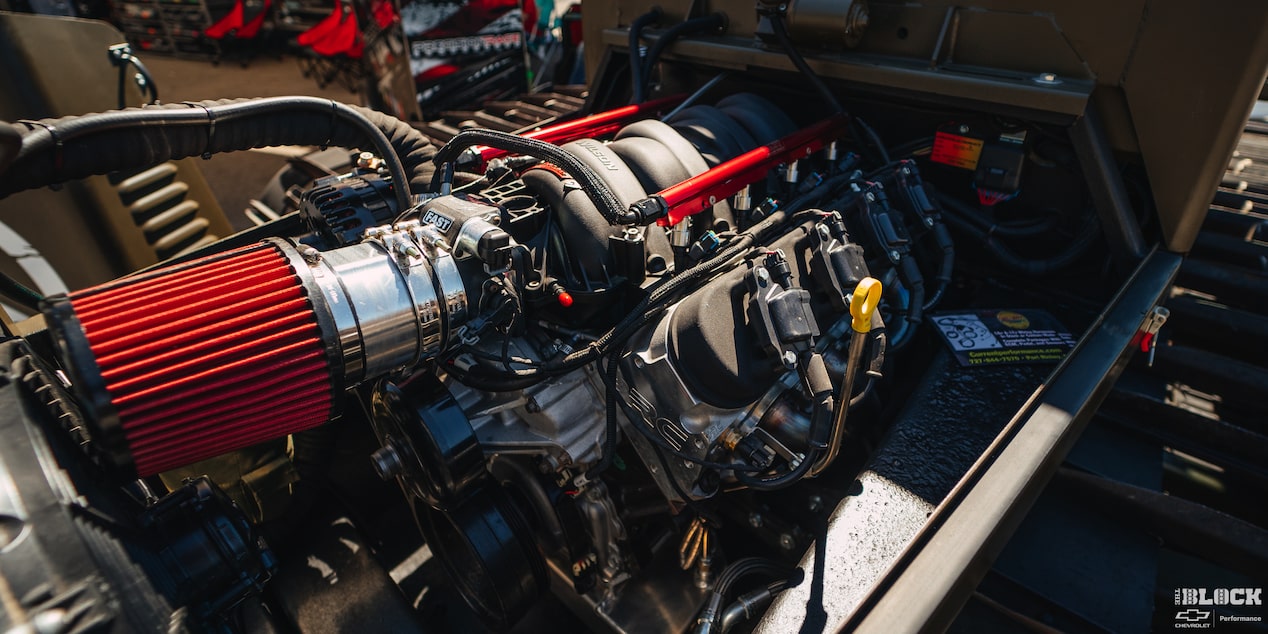 Close-up of a Car Engine Getting Hit By Sunlight at Holley LS Fest 2024